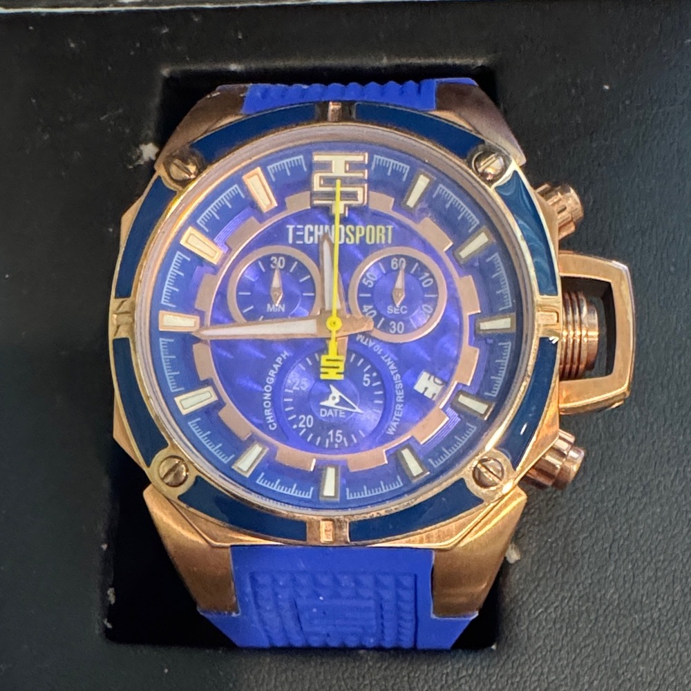 Blue and Rose Gold Technosport Watch